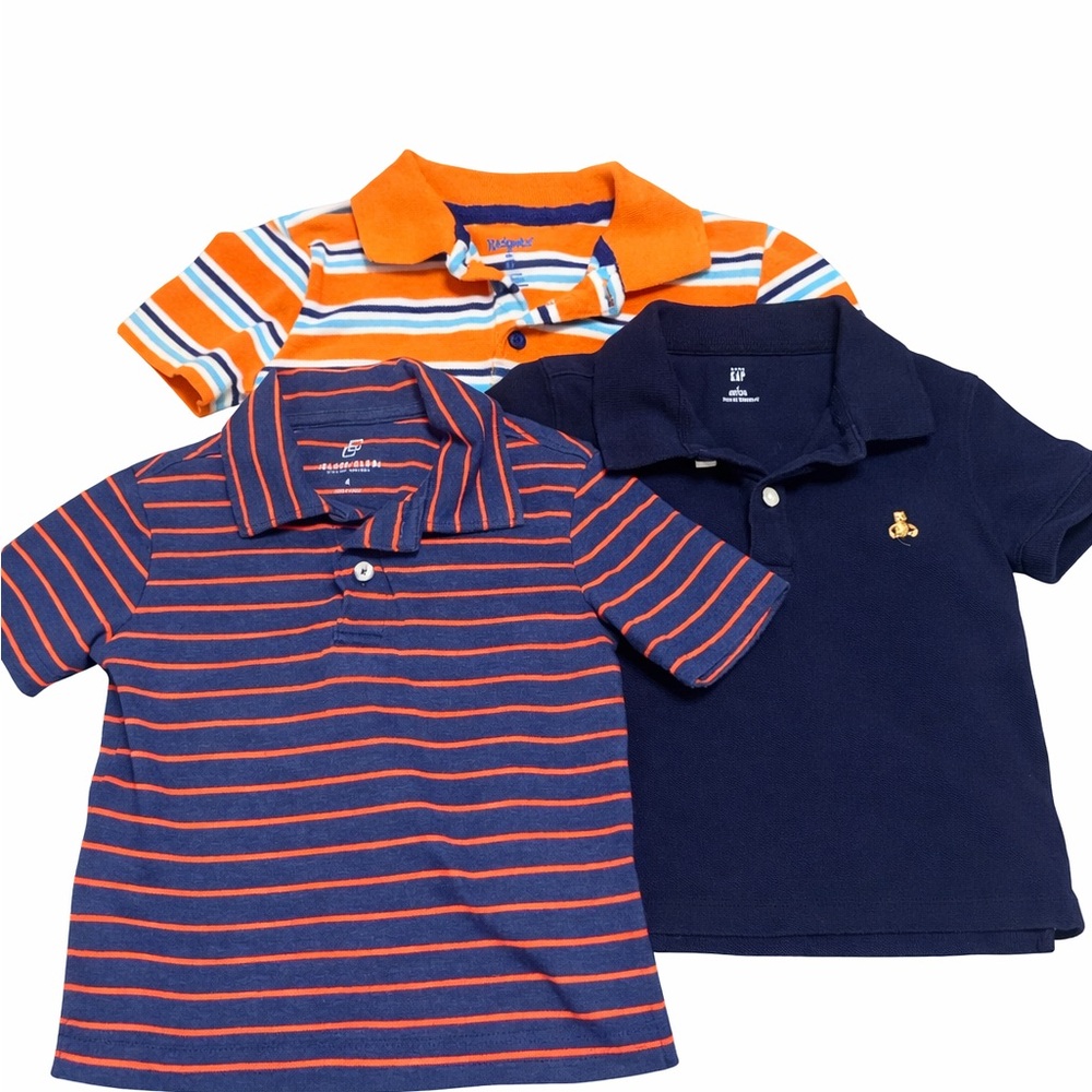 Kids Navy & Orange Striped Polo Shirt - Brand Unspecified
